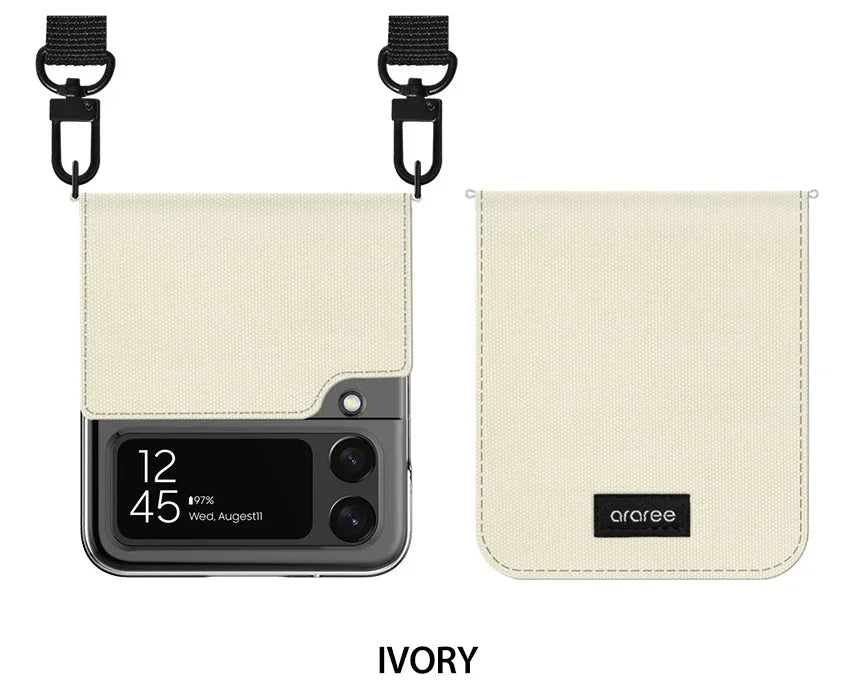 Araree Canvas Diary Case For Z FliP 4 - Invory - Tashqila Araree Canvas Diary Case For Z FliP 4 - Invory - Tashqila